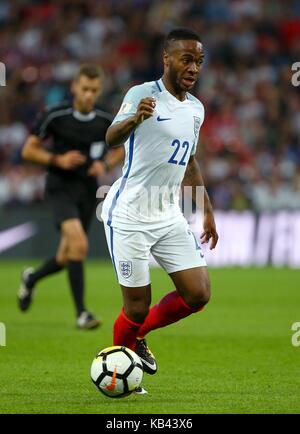 Raheem Sterling von England während der FIFA World Cup Qualifier Match zwischen England und der Slowakei im Wembley Stadion in London. 04 Sep 2017 Stockfoto