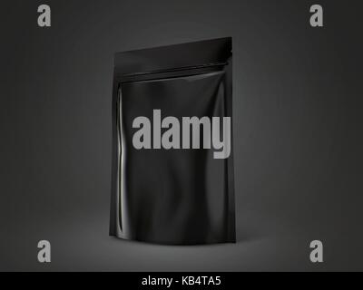 Leere doy pack Mockup, schwarz Paket für Design wird im 3D-Bild Stock Vektor