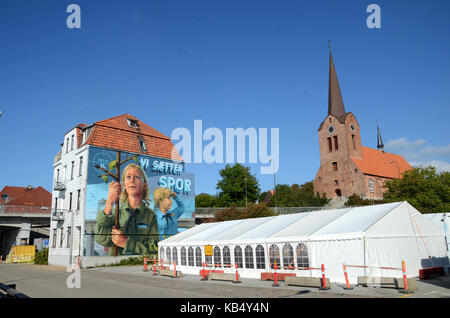 In Sonderborg, Dänemark - 23 September, 2017: Wandmalerei als Speicher des International Scout Camp 2017, SL 2017 Links Stockfoto