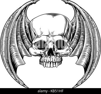 Böse Winged Skull Stock Vektor
