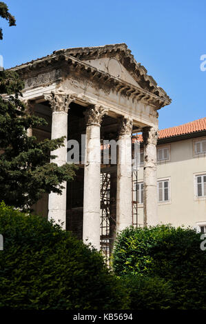 Kroatien, Dalmatien, Adriaküste, Pula, Tempel des Augustus Stockfoto