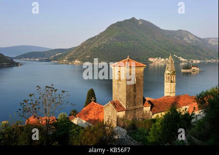 Montenegro, Adria-Küste, Bucht von Kotor, Perast Dorf Stockfoto