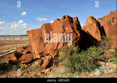 Namibia, Damaraland, twyfeltontein, Unesco Weltkulturerbe, Felszeichnungen Stockfoto