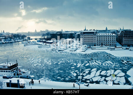 Blick auf die Stadt im Winter, Stockholm, Schweden, Skandinavien Stockfoto