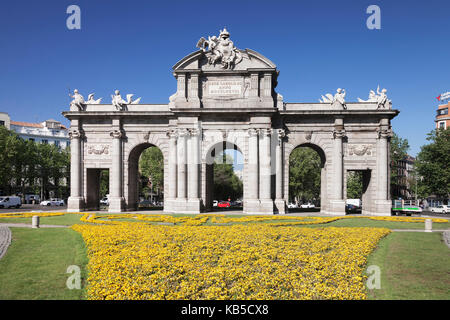 Puerta de Alcala, Plaza de Indepencia, Madrid, Spanien, Europa Stockfoto