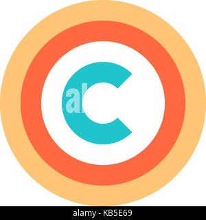 Das Copyright Symbol oder Copyright Zeichen, ein Großbuchstabe eingekreist C. Flat Style button Web Internet Symbol. Vektor illustratration Stock Vektor