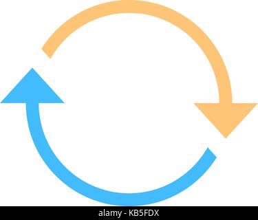 Farbige Pfeile, neu laden, aktualisieren, Rotation, Loop, Wiederholung, reset usw. Anzeichen im flachen Stil geschaffen. Vector Illustration Stock Vektor