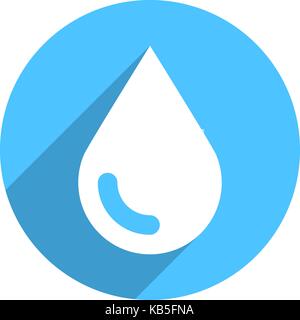 Es in allen ihren Designs verwenden. Weiß Wasser oder Milch drop Symbol auf circlular Form. Flache lange Schatten Stil. Vector Illustration ein grafisches Element für Design Stock Vektor