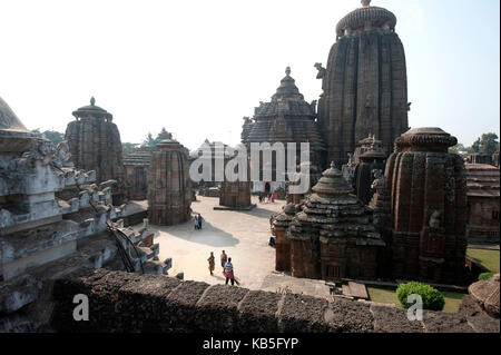 Lingaraj hinduistischer Tempel, zu Harihara, eine Form von Shiva und Vishnu, der größte Tempel in Bhubaneswar, Odisha, Indien, Asien gewidmet Stockfoto