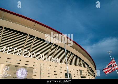 Madrid, Spanien. 27. Sep. 2017. Atletico de Madrid Wanda metropolitano Stadion vor Champions League Spiel gegen Chelsea in Madrid, Spanien. Credit: Marcos del Mazo/alamy leben Nachrichten Stockfoto