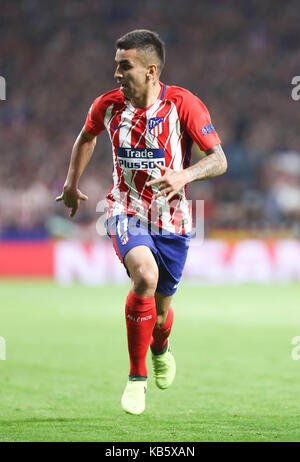 Madrid, Spanien. 27 September, 2017. Engel Corréa (Atlético Madrid), die in Aktion während des Fußballspiels der Gruppenphase der UEFA Europa League 2017/2018 zwischen Club Atlético de Madrid und Chelsea Football Club Wanda Metropolitano Stadion am 27. September 2017 in Madrid, Spanien Stockfoto