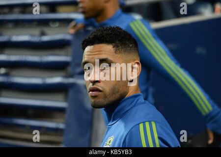 Seattle, Washington, USA. 27 Sep, 2017. LAMAR NEAGLE (27) schaut auf während des Spiels wie die Vancouver Whitecaps der Seattle Sounders für ein MLS-Match im Century Link Feld in Seattle, WA. Credit: Jeff Halstead/ZUMA Draht/Alamy leben Nachrichten Stockfoto