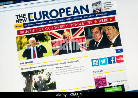 Homepage der Pro-EU-und Anti-Brexit alternative Nachrichten website Die neue Europäische. Stockfoto