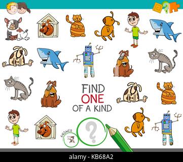 Cartoon Illustration von einer Art pädagogische Tätigkeit Spiel für Kinder mit lustigen Zeichen Stock Vektor