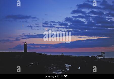 Leuchtturm Darßer Ort im Abendlicht, Ostsee, Mecklenburg-Vorpommern, Deutschland | Verwendung weltweit Stockfoto