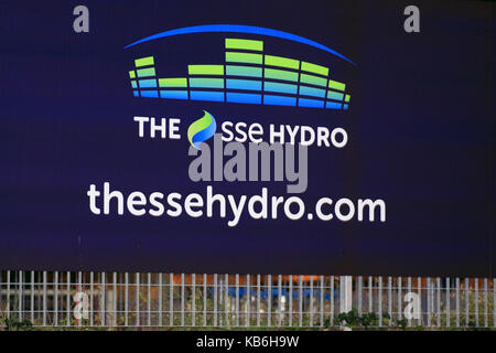 Zeichen an der SSE-Hydro, Glasgow, Schottland Stockfoto