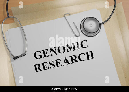 3D-Darstellung der "Genomforschung" Titel auf ein medizinisches Dokument Stockfoto
