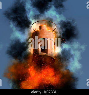 Digital verbesserte Bild eines Air Raid Siren im Zentrum von Tel Aviv, Israel Stockfoto