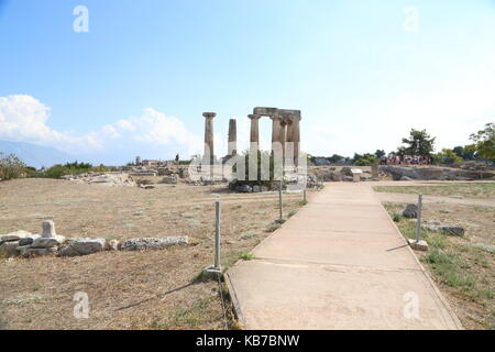Antike Korinth, Griechenland, Apollo Tempel Stockfoto