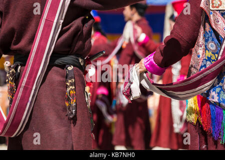 Leh, Indien - 20. September 2017: Unbekannter Künstler in ladakhi Kostüme in die Ladakh Festival am 20. September 2017, Leh, Indien. Stockfoto