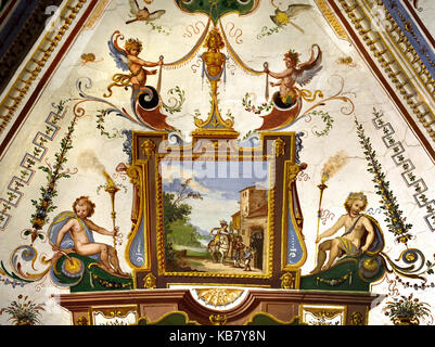 Wand- und Deckenmalereien im Palazzo Pitti - Palazzo Pitti1458 (war Stadt Residenz von Luca Pitti, ein ehrgeiziges Florentiner Bankiers. ) Renaissance Florenz, Italienisch, Italien. Stockfoto