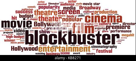 Blockbuster Wort cloud Konzept. Vector Illustration Stock Vektor