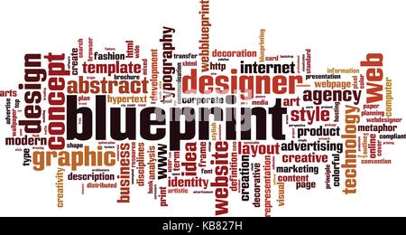 Blueprint Wort cloud Konzept. Vector Illustration Stock Vektor