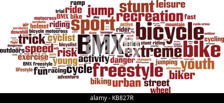 BMX Wort cloud Konzept. Vector Illustration Stock Vektor