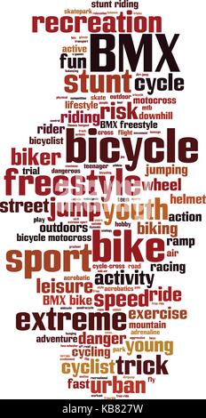 BMX Wort cloud Konzept. Vector Illustration Stock Vektor