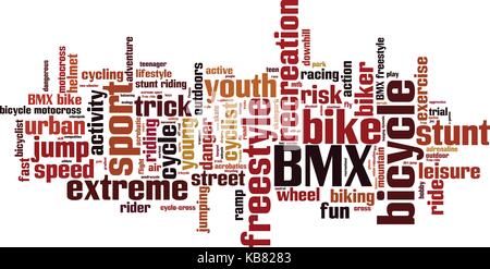 BMX Wort cloud Konzept. Vector Illustration Stock Vektor