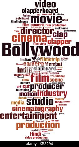 Bollywood word cloud Konzept. Vector Illustration Stock Vektor