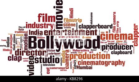 Bollywood word cloud Konzept. Vector Illustration Stock Vektor