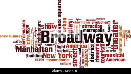 Broadway Wort cloud Konzept. Vector Illustration Stock Vektor