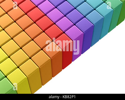 Bunte Regenbogen Würfel 3D-Rendering Stockfoto