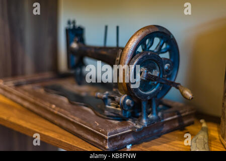 Antike Nähmaschine, selektiven Fokus Stockfoto