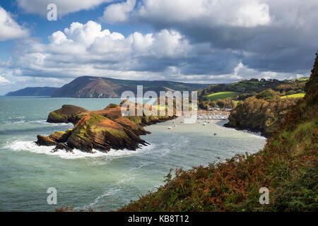 Küstenlandschaft an der Mündung der Bucht, in der Nähe von Ilfracombe in North Devon, Großbritannien Stockfoto