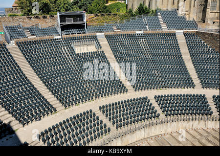 Tiered Sitze für Shows in die Herzen der befestigten Stadt Carcassonne Stockfoto