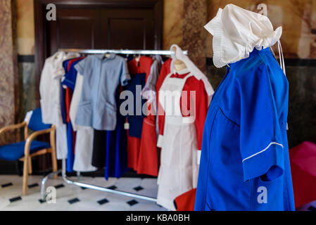 Altmodische Krankenpflege Uniformen, aus dem Viktorianischen Zeitalter am Royal Victoria Hospital in Belfast. Stockfoto