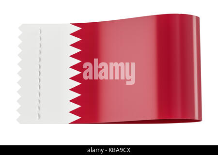 Bekleidung Tag, Etikett mit Flagge von Qatar. 3D-Rendering auf weißem Hintergrund Stockfoto