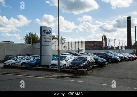 Victoria Garage Auto Sales & Service in Leigh, England, Großbritannien Stockfoto