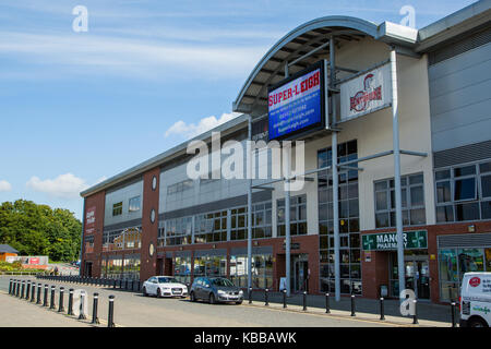 Leigh Zenturios Rugby League Stadion bei Leigh Sports Village, Leigh, Lancashire, England, Großbritannien Stockfoto