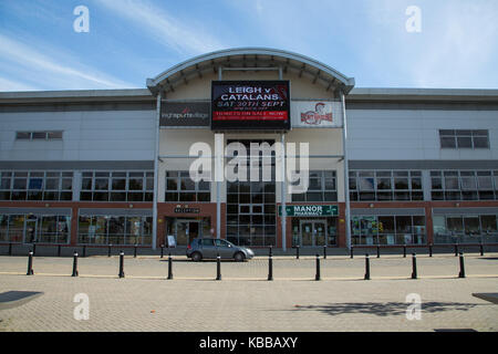 Leigh Zenturios Rugby League Stadion bei Leigh Sports Village, Leigh, Lancashire, England, Großbritannien Stockfoto