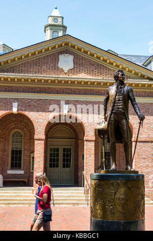 Colonial Williamsburg Virginia, Amerika aus dem 18. Jahrhundert, College of William & Mary, Universität, historischer Campus, Tucker Hall, Außenansicht, Präsident James Monroe, s. Stockfoto