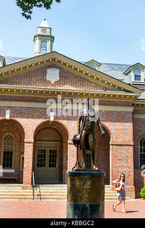 Colonial Williamsburg Virginia, Amerika aus dem 18. Jahrhundert, College of William & Mary, Universität, historischer Campus, Tucker Hall, Außenansicht, Präsident James Monroe, s. Stockfoto