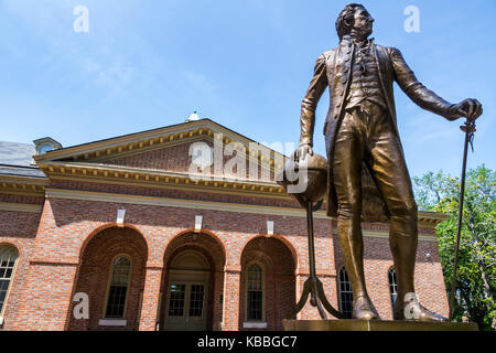 Colonial Williamsburg Virginia, Amerika aus dem 18. Jahrhundert, College of William & Mary, Universität, historischer Campus, Tucker Hall, Außenansicht, Präsident James Monroe, s. Stockfoto