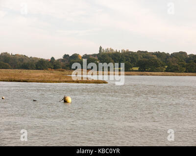 Marina ball Boje auf dem Wasser schwimmend Szene Landschaft, Essex, England, Großbritannien Stockfoto