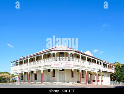 Weltkulturerbe Royal Private Hotel, 100 Mosman Straße, wurde im Jahre 1888 erbaut und Charters Towers, North Queensland, Queensland, Australien Stockfoto