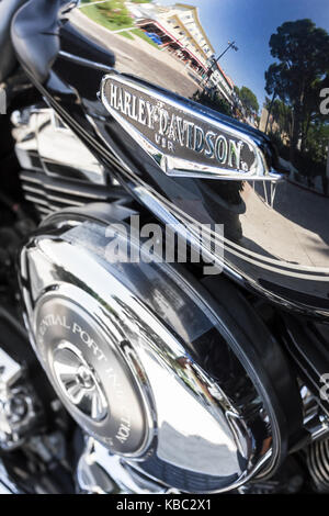 Jesolo (VE), Italien - 29. Juli 2017: Logo von Harley Davidson Motorräder an einem Tank. Geringe Tiefenschärfe. Stockfoto