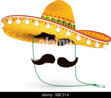 Sombrero-Hut-Vektor-Illustration. Mexikanischen Hut auf weißem Hintergrund. Maskerade oder Karneval Kostüm Kopfschmuck Stock Vektor