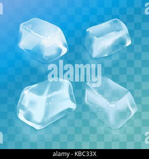 Realistische ice cube eingestellt. Vector Illustration auf transparenten Hintergrund. Stock Vektor